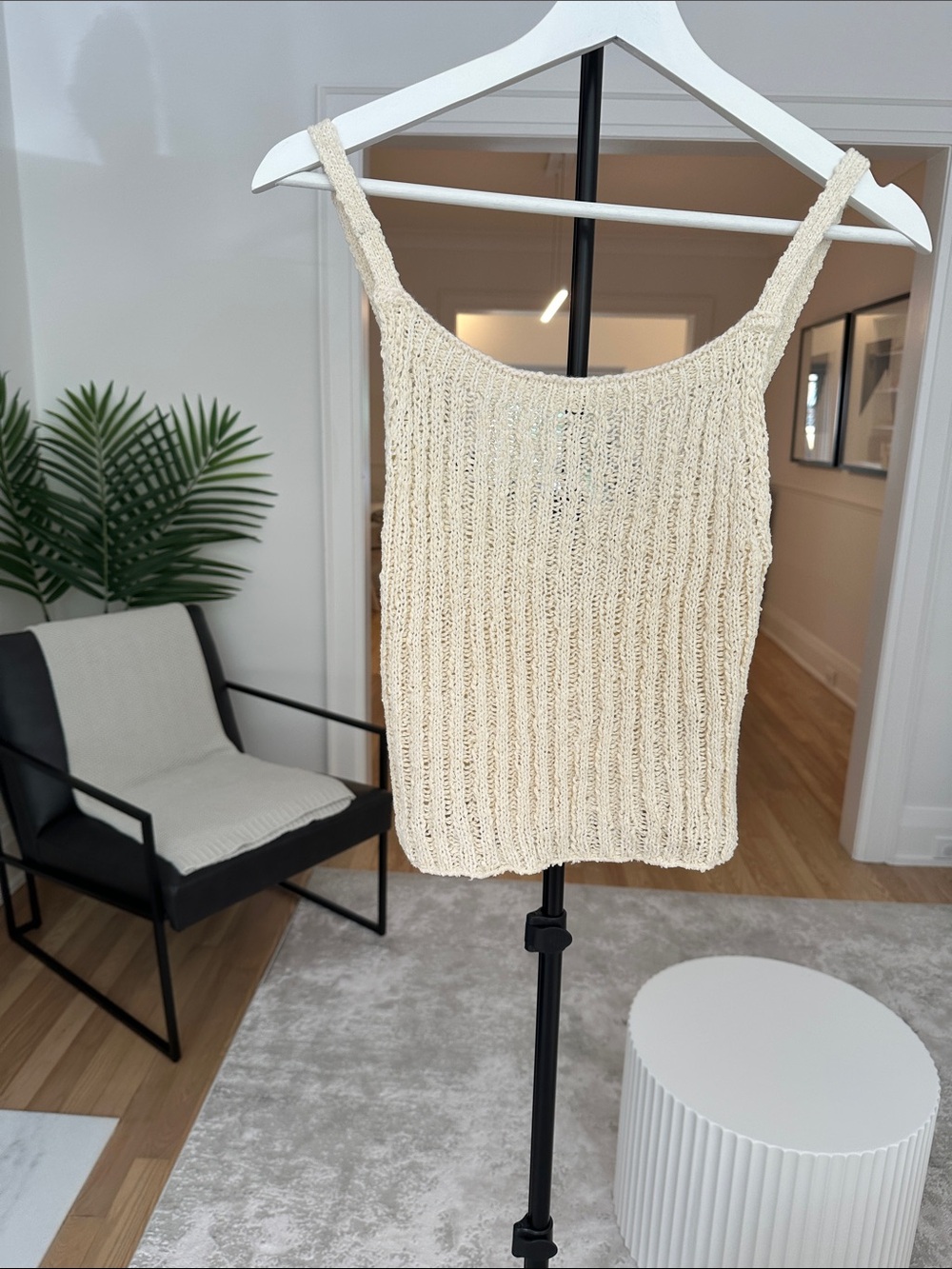 Zara Cream Knit Ribbed Tank Top